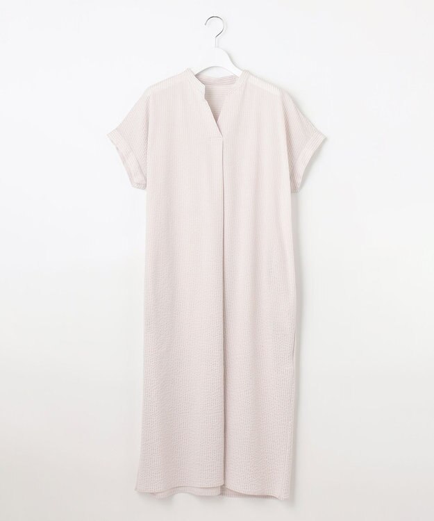 自由区 【WEB限定・洗える・XSサイズあり】シャドウサッカー ワンピース ライトグレー系1