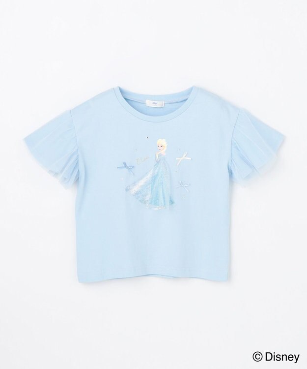 ANY KIDS 【ディズニー/FROZEN】【綿100%】袖チュール Tシャツ サックスブルー（「エルサ」）