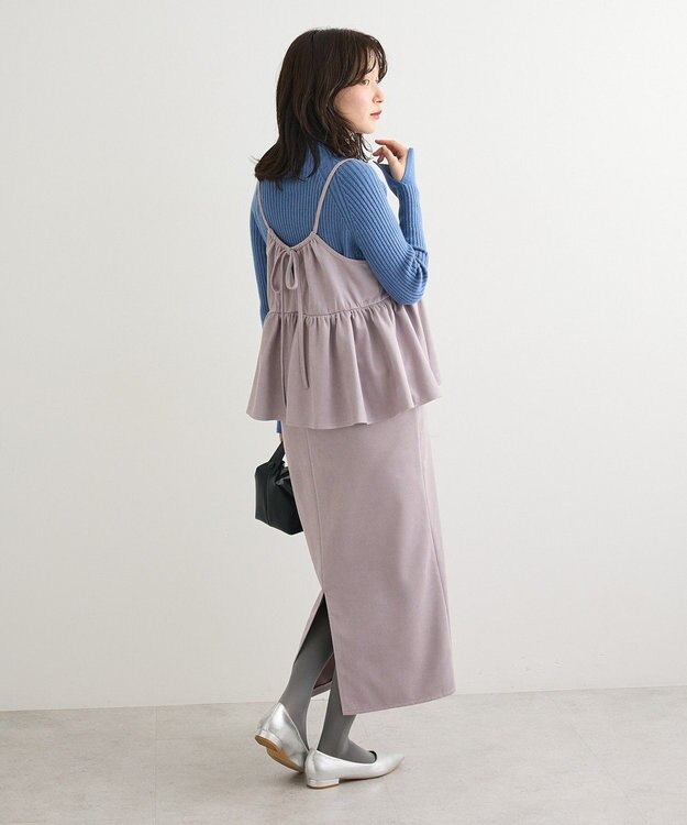 Green Parks スウェードポンチペプラムキャミワンピース Purple