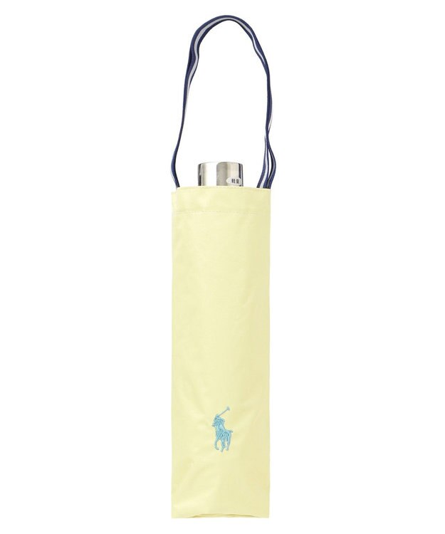 MOONBAT 【軽量】POLO RALPH LAUREN 晴雨兼用日傘 折りたたみ傘 PP刺繍／遮光 遮熱 UV ライトイエロー×ターコイズ