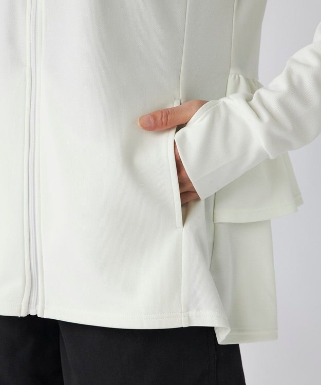 OP／FILA 【ocean pacific】フェイスガード付き バックフリル ラッシュガードパーカー オフホワイト