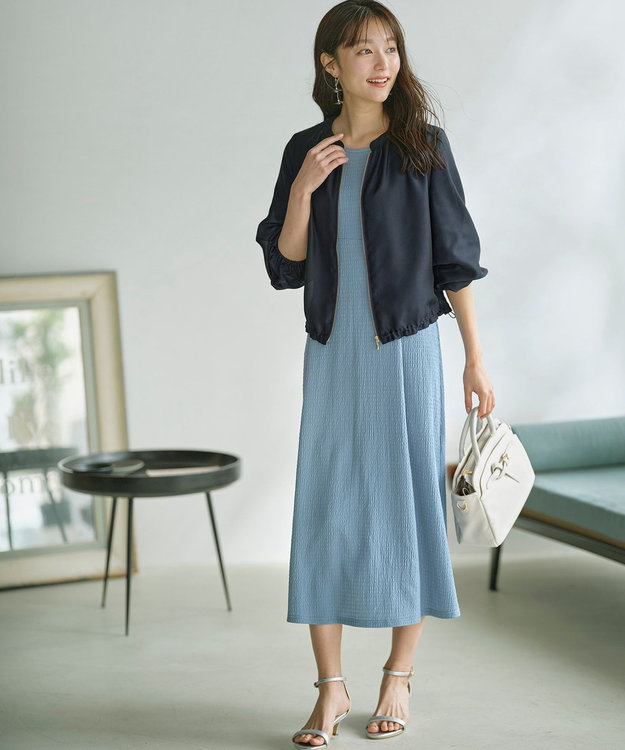 ANY SIS 【接触冷感】シアー ブルゾン ネイビー