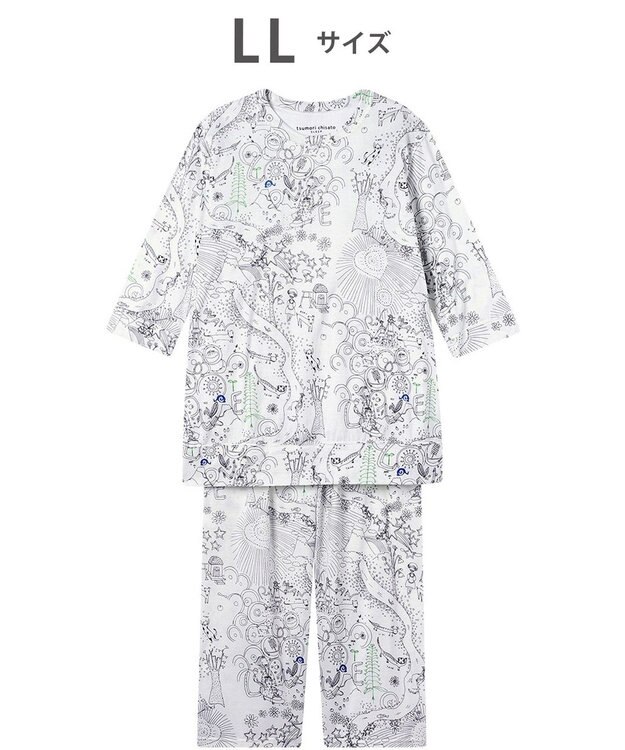 tsumori chisato SLEEP ツモリチサト パジャマ 綿100%(本体) 天竺素材 7分袖 長袖 8分丈 レディース UDT216 /ワコール アイボリー