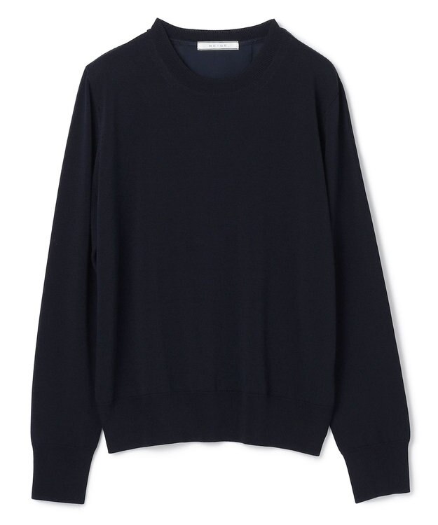 BEIGE， 【WEB限定・洗える】LECERF / 異素材バックシアーストレッチニット Navy