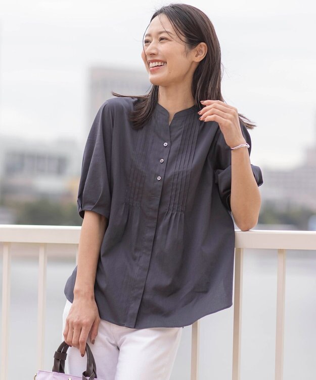 J.PRESS LADIES 【洗える】ラミーポプリン 前開き ブラウス