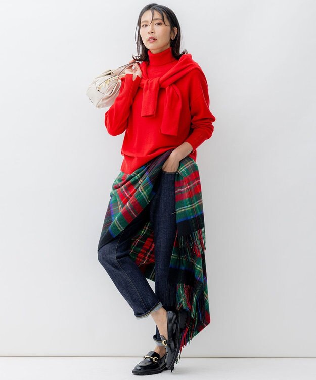 23区 【洗える】ピュアカシミヤ Vネック ニット レッド系