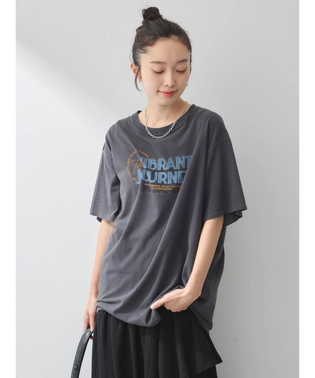 earth music&ecology ウ゛ィンテージライクツアーＴｅｅ Charcoal Gray