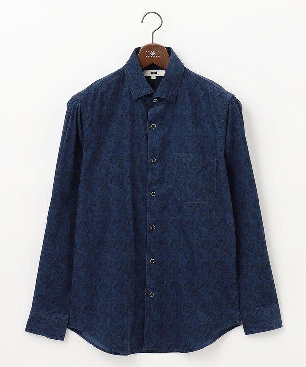 JOSEPH ABBOUD 【ソフトな着心地】ペイズリー柄 コーデュロイシャツ ネイビー系6