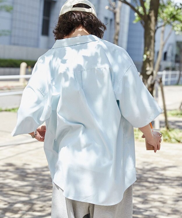 WEGO 【ユニセックス着用ITEM/シワになりにくい】イージーケアオックスフォードシャツ（S） グリーンストライプ