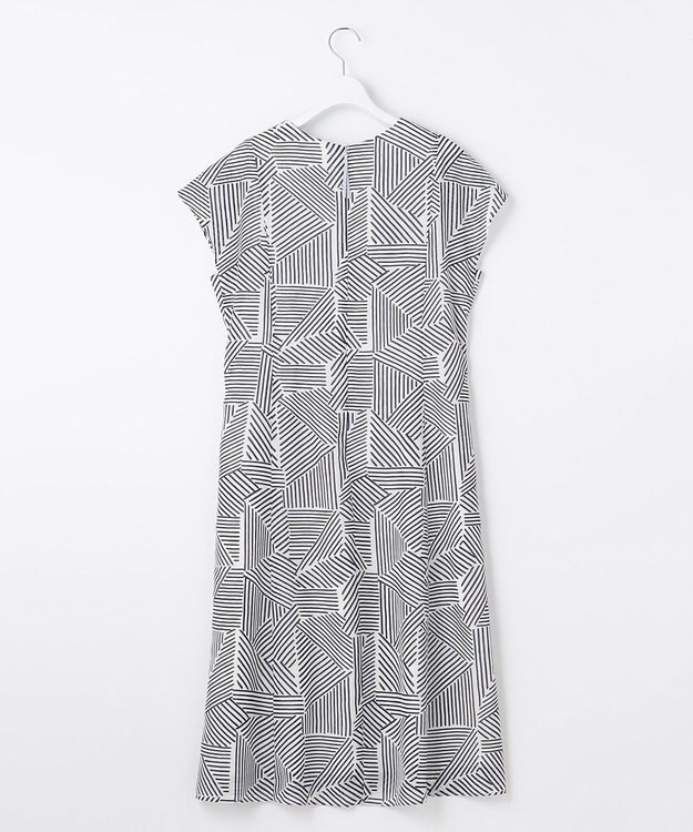 自由区 【洗える・XSサイズあり】モザイクラインプリント ワンピース ネイビー系6