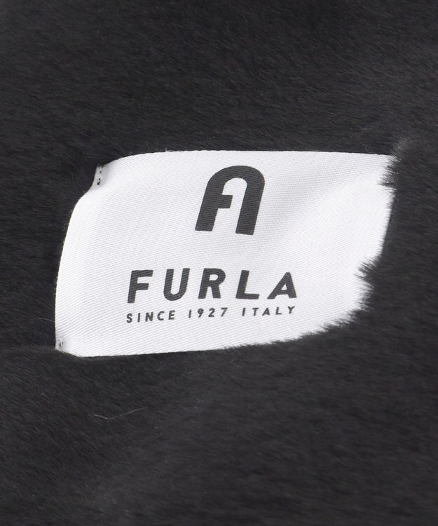 MOONBAT FURLA バイカラーロゴフェイクファーマフラー ブラック