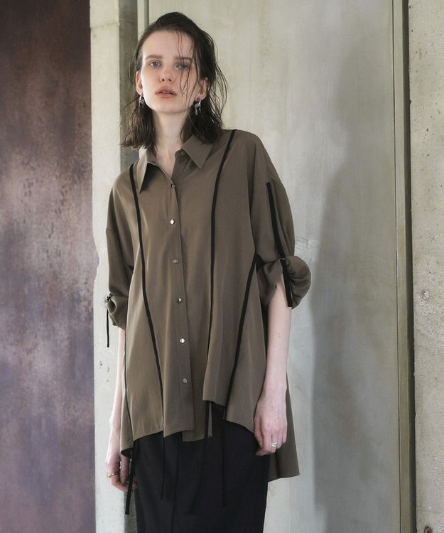 YECCA VECCA ストリングデザインシャツ Khaki