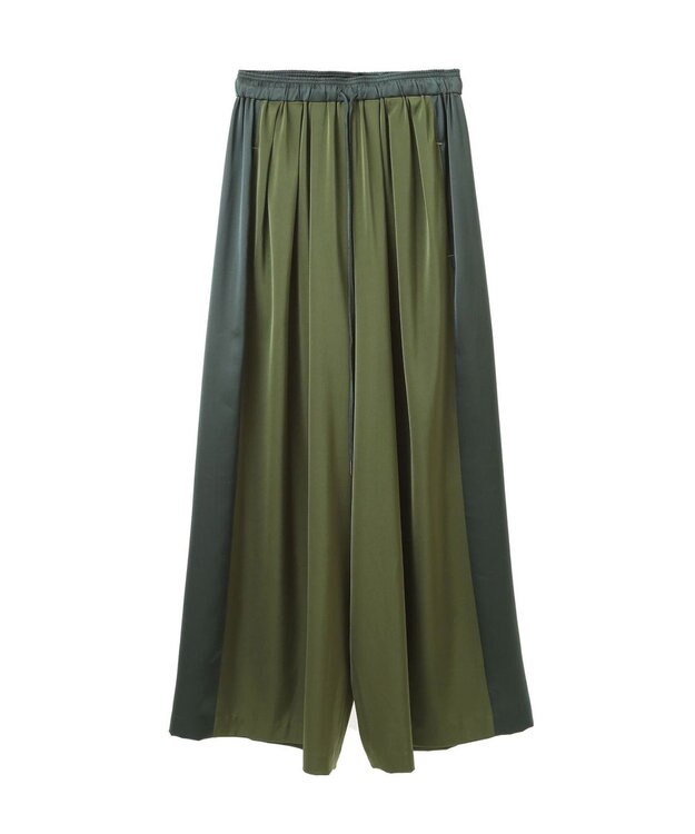 YECCA VECCA サテンタックワイドパンツ Green