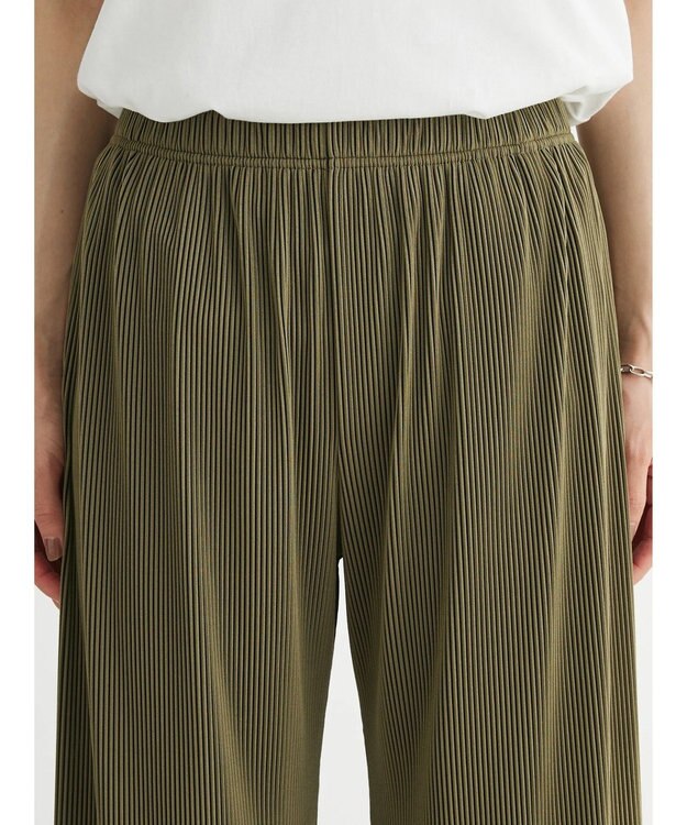 Green Parks プリーツ風カットパンツ Khaki