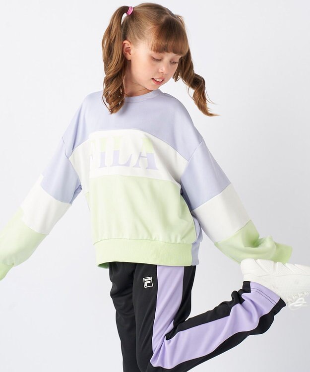 OP／FILA 【FILA】パステルカラークルーネックスウェット/キッズ サックス