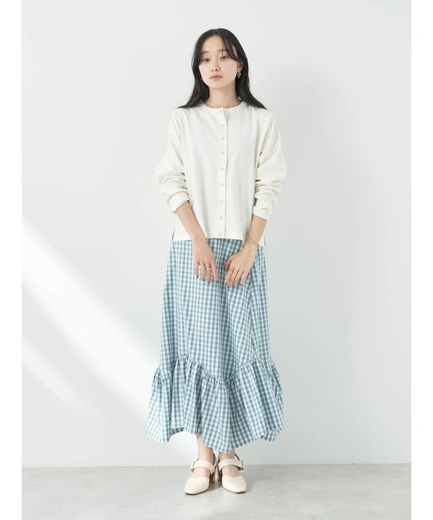 earth music&ecology イレヘムチェックスカート Green