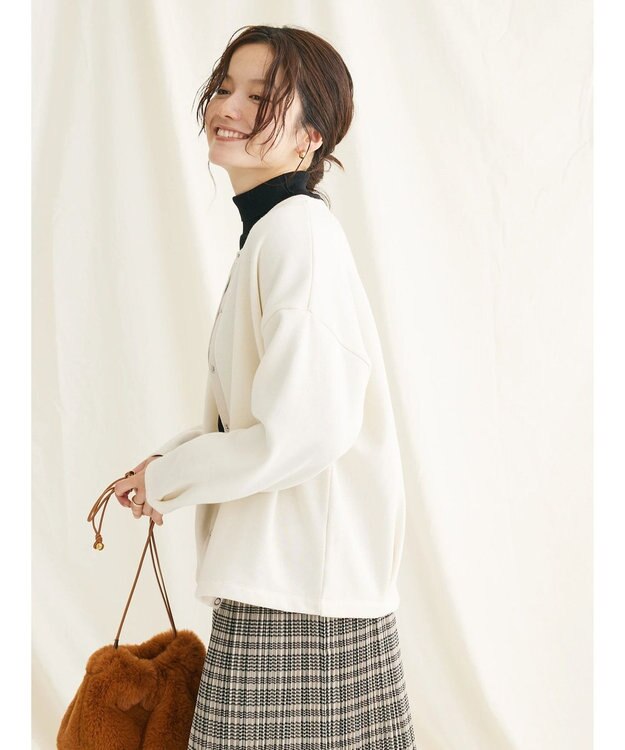 CRAFT STANDARD BOUTIQUE 裏起毛リングドットカーディガン Ivory