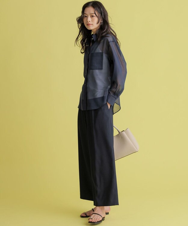 組曲 L 【先行予約】ライトリネンライクイージーワイド パンツ ネイビー系