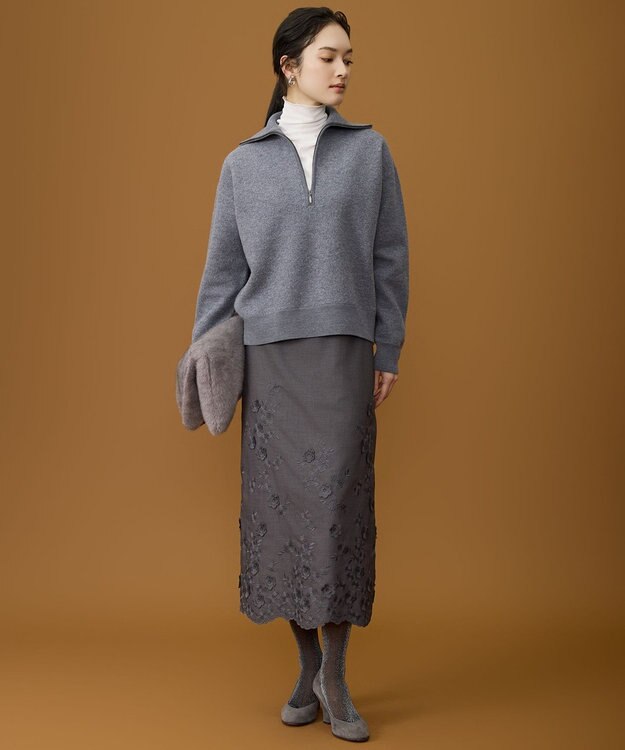 自由区 S 【SHIHOさん着用】エンブロイダリー スカート TOPグレー