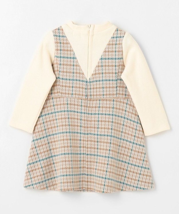 組曲 KIDS 【90-100㎝】チェックワンピース ホワイト系3