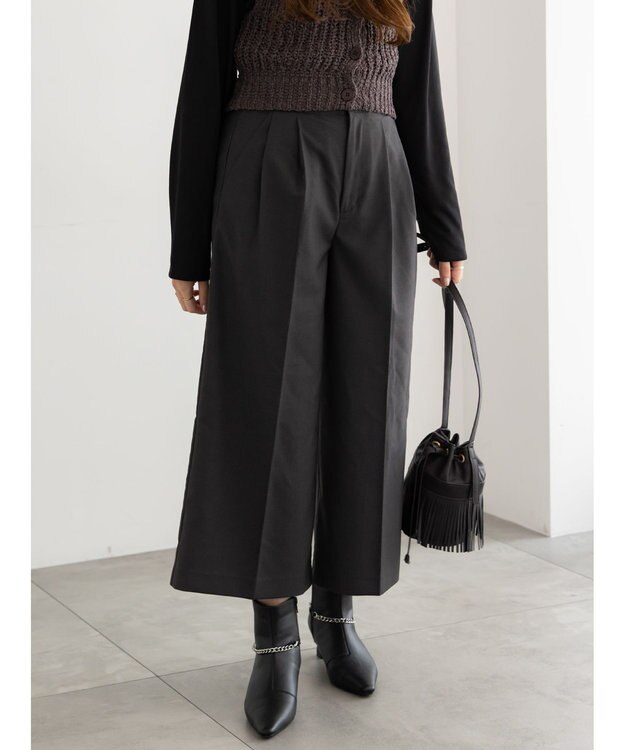 Te chichi パターンアソートワイドクロップトパンツ チャコールグレー