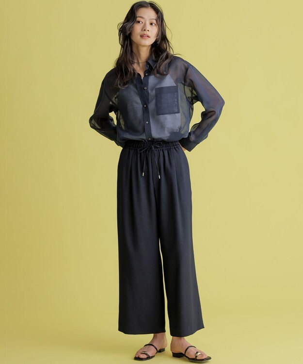 組曲 L 【先行予約】ライトリネンライクイージーワイド パンツ ネイビー系