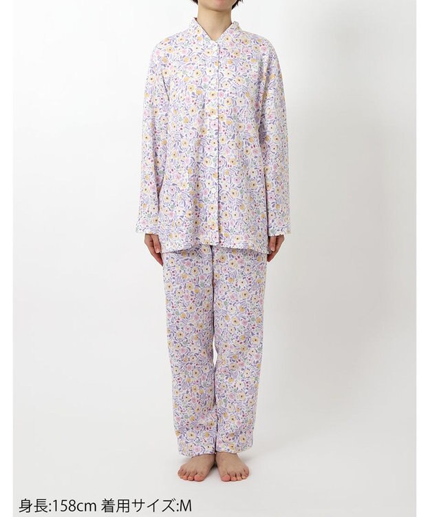 Wing パジャマ 長袖 長ズボン 綿混(本体) あったか レディース EP6010 ウイング／ワコール パープル