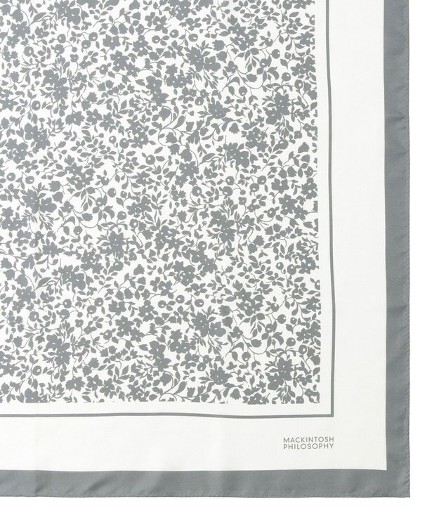 MOONBAT MACKINTOSH PHILOSOPHY(マッキントッシュ フィロソフィー）シルクスカーフ ボタニカル 68×68㎝ 日本製 グレー
