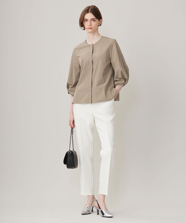 ICB L 【洗える】 コットンナイロンタイプライター デザインブラウス フォーン系