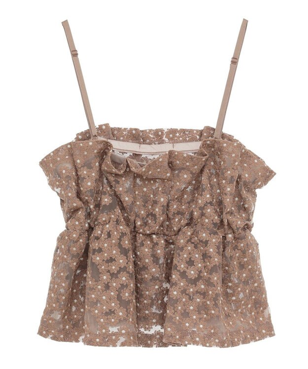 earth music&ecology キラキラフラワー刺繍ビスチェ Brown