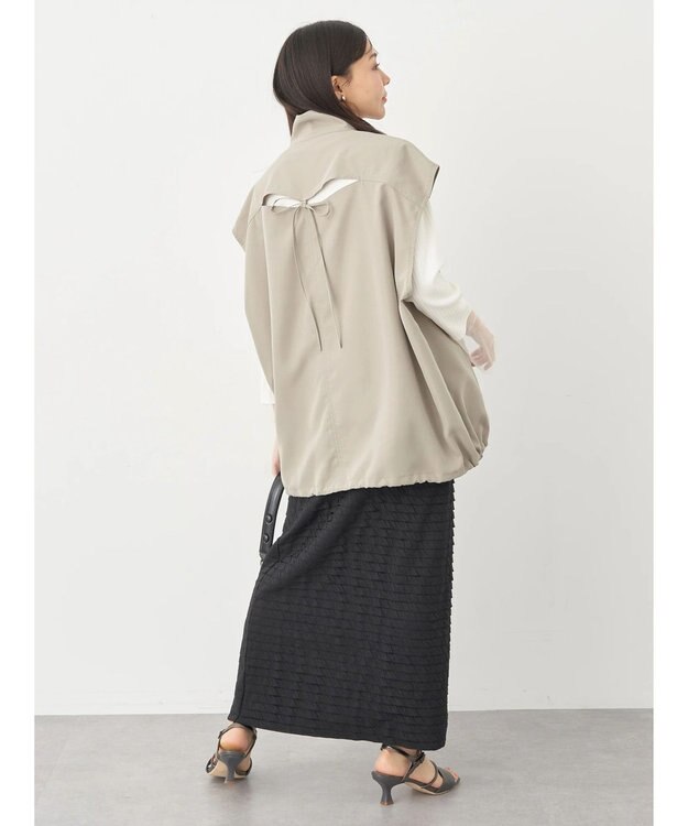 earth music&ecology ミリタリースタンドカラーベスト Light Khaki