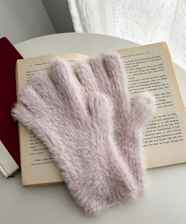 WEGO 指出し穴付きシャギーグローブ ライトピンク