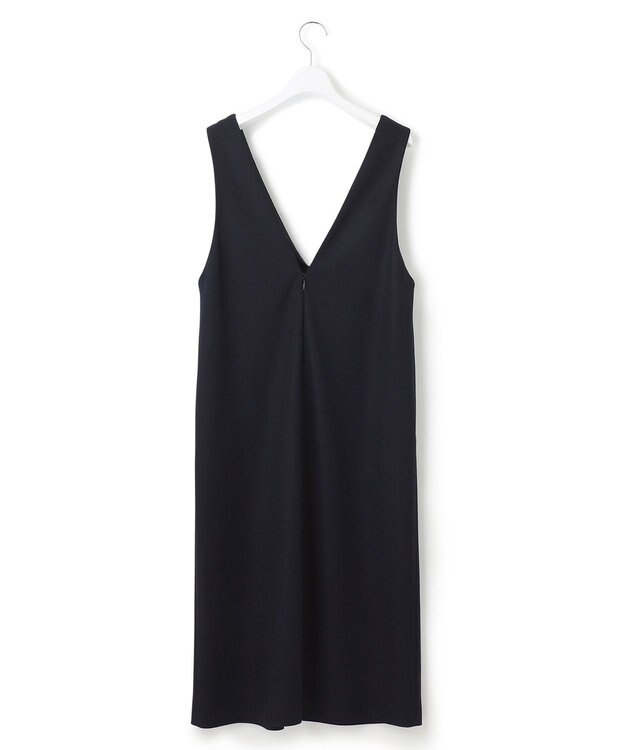 23区 【WEB限定カラーあり】ウール圧縮スムース Vネック ワンピース ダークネイビー