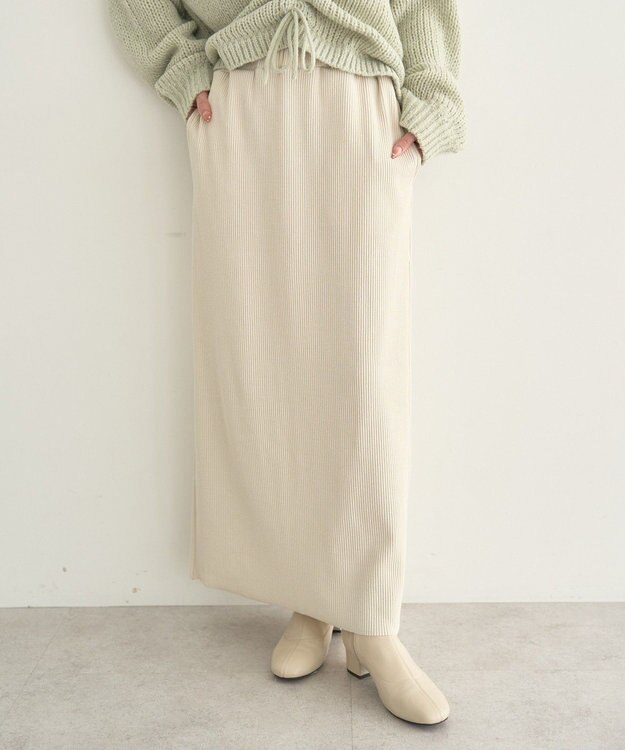 earth music&ecology セルフカットテレコナロースカート Light Beige