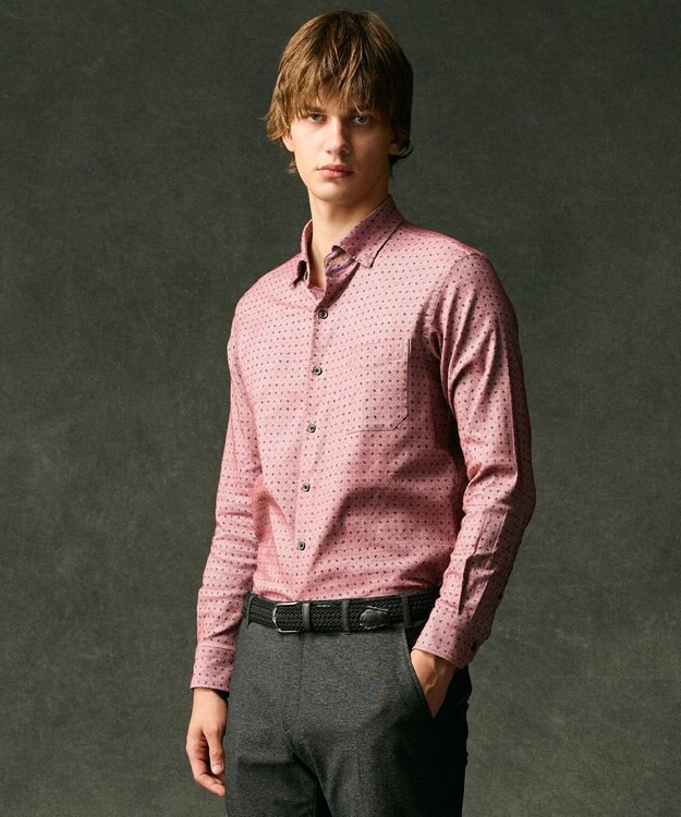 JOSEPH ABBOUD 【キングサイズ・オーガニックコットン使用・自然なストレッチ性】JOE COTTON ストレッチオックスペイズリー シャツ ワイン系5