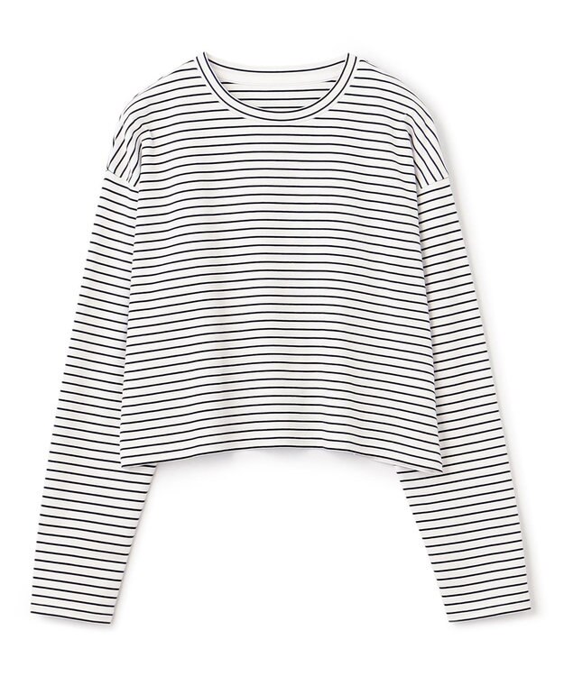 UNFILO 【洗える】クロップドＴシャツ ボーダー