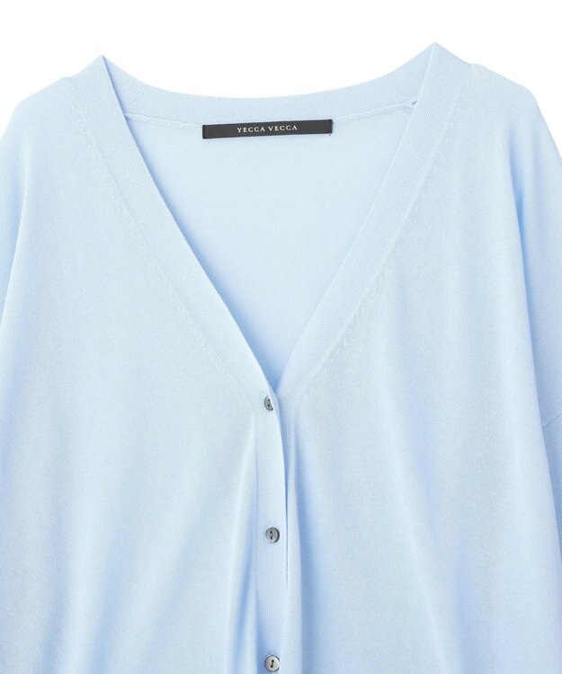 YECCA VECCA ハイゲージミドル丈Vネックカーディガン Sax