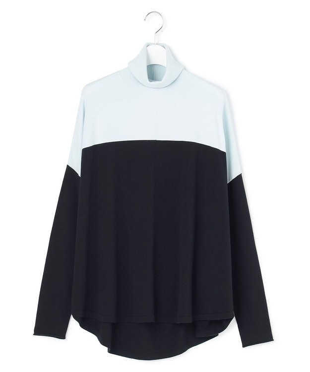 ICB L 【新色追加・WEB限定カラーあり】 ヴィスコースワイド タートルネックプルオーバー クラウドサックス×ネイビー