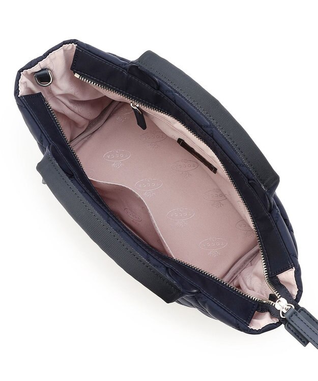 TOCCA TRACE PAVE FASTENER TOTE ナイロンキルトバッグ ネイビー系