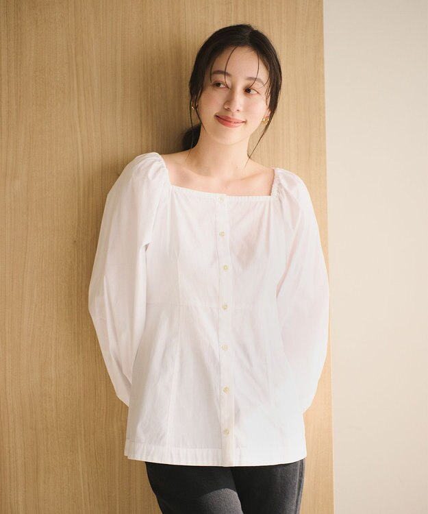 #Newans 【ANSWER for ほど甘トレンド】スクエアネックペプラムブラウス ホワイト系