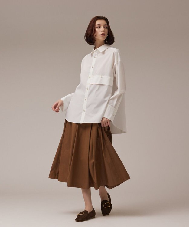 GRACE CONTINENTAL コーティングタックスカート キャメル