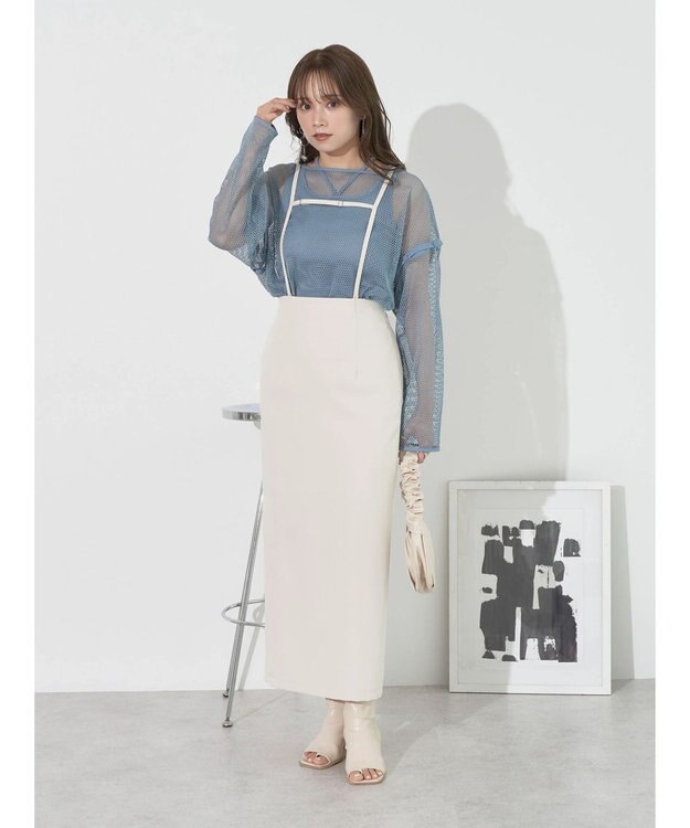 earth music&ecology マルチＷＡＹサス付タイトスカート Ivory