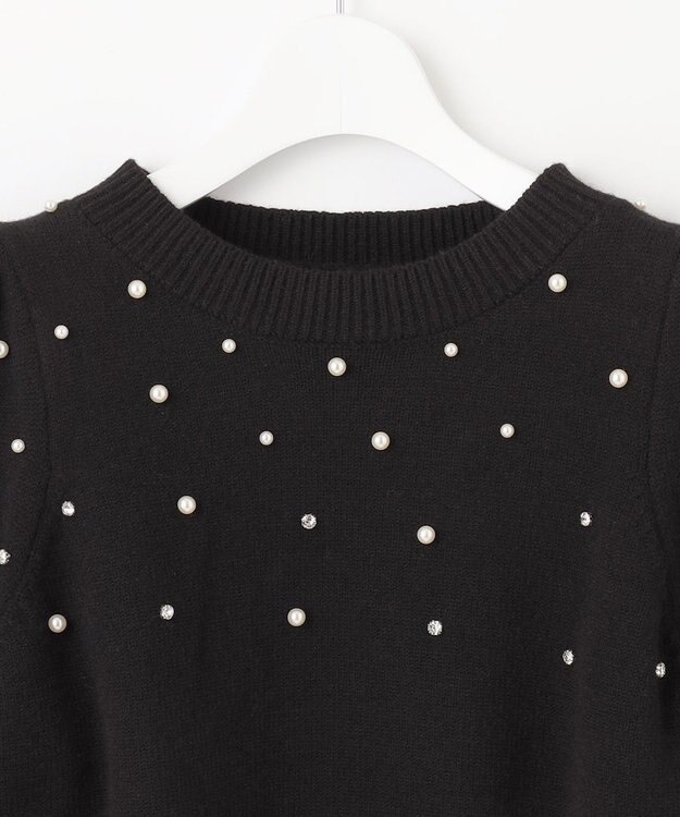 Feroux パール×ビジュー ニット ブラック系