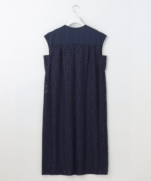 自由区 S 【洗える】フラワータイルレース ワンピース インディゴブルー