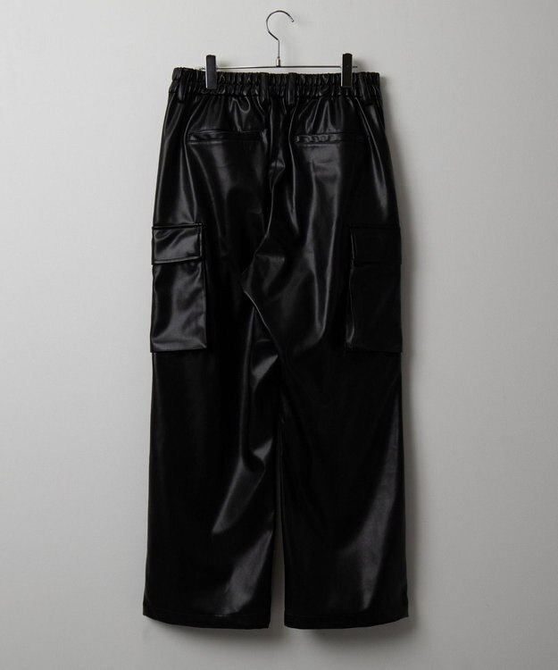 WEGO 【ユニセックス着用ITEM】エコレザーカーゴスラックス ブラック