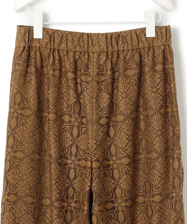 ICB L 【洗える】タイルパターンレース ワイドストレートパンツ キャメル系