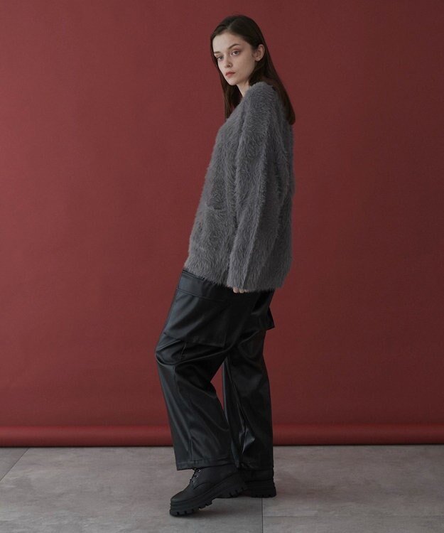 WEGO 【ユニセックス着用ITEM】エコレザーカーゴスラックス ブラック