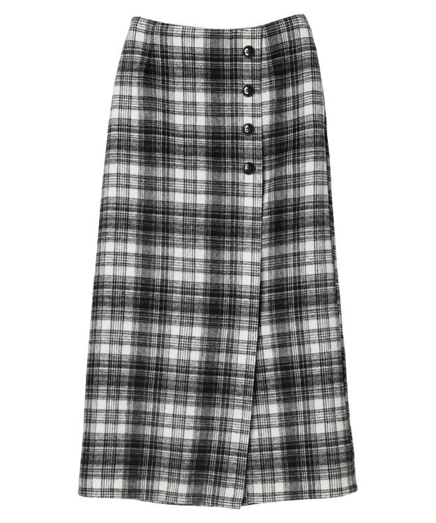 Green Parks シャギーチェックスカート Black