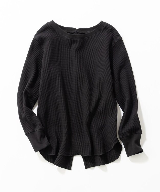 23区 【SLOW/洗える】ワッフルジャージー カットソー ブラック系