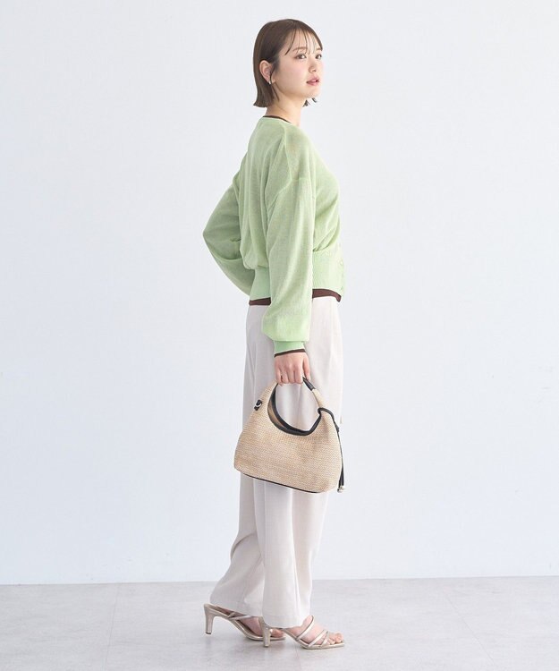 earth music&ecology ボタンアソートクルーネックカーディガン Green